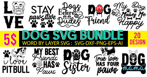 Dog SVG Bundle, Dog SVG Bundle Quotes , Dog SVG Bundle 19 Design . 19 Dog SVG Design SVG BlackCatsMedia 