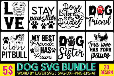 Dog SVG Bundle, Dog SVG Bundle Quotes , Dog SVG Bundle 19 Design . 19 Dog SVG Design SVG BlackCatsMedia 