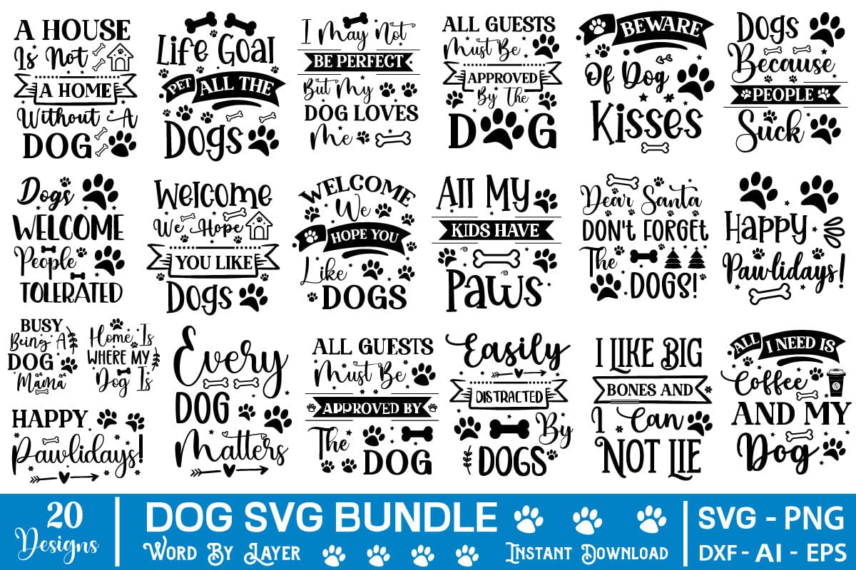 Dog Bandana SVG Bundle, 6 Designs, Funny Dog Quotes SVG Cut Files By  LemonStudioCreations | TheHungryJPEG