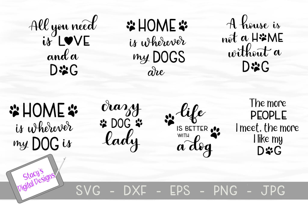 Dog SVG Bundle - Includes 7 dog SVG designs - So Fontsy