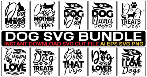 Dog Svg Bundle, Pawsitive Svg, Puppy Svg, Dog Sayings, Dog Clipart, Files for Cricut,Dog svg Bundle, SVG designmaster24 