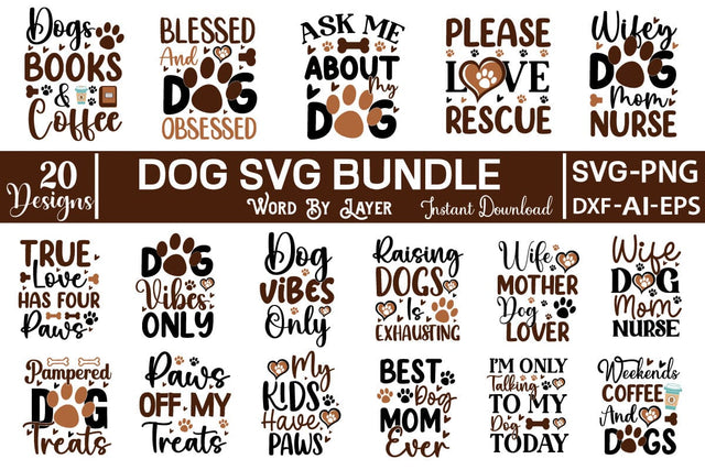 Dog SVG Bundle SVG Cut File SVGs,Quotes and Sayings,Food & Drink,On Sale, Print & Cut SVG DesignPlante 503 