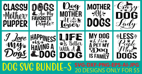 Dog Svg Bundle Vol. 5 SVG Syaman 