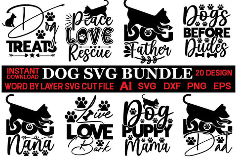 Dog svg bundle,Puppy Svg, Dog Sayings, Dog Clipart, Files for Cricut,Dog svg Bundle, Dog SVG designmaster24 