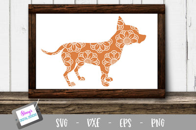 Dog SVG - Chihuahua with floral mandala pattern SVG Stacy's Digital Designs 