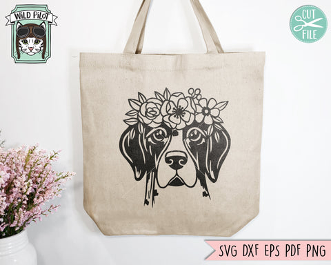 Dog SVG, Dog Floral SVG, Dog Lover SVG, Pointer svg, Animal Face svg, Flower Crown svg, Dog Shirt svg file, Dog Mom png, Puppy, Dog Breed svg SVG Wild Pilot 