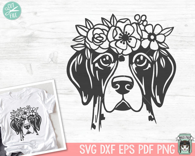 Dog SVG, Dog Floral SVG, Dog Lover SVG, Pointer svg, Animal Face svg, Flower Crown svg, Dog Shirt svg file, Dog Mom png, Puppy, Dog Breed svg SVG Wild Pilot 