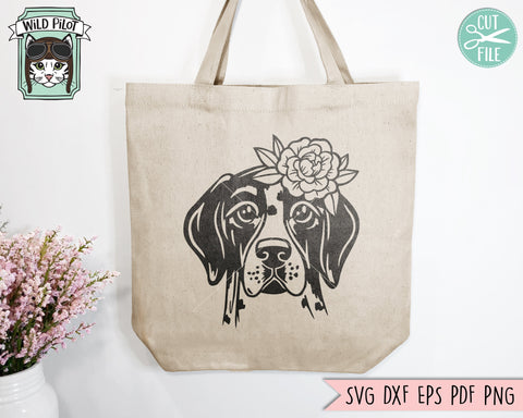 Dog SVG file, Floral Dog SVG, Dog with Flowers svg cut file, Floral Pointer svg, Animal Face Floral Crown svg, Dog Shirt svg file, Dog Breeds svg SVG Wild Pilot 
