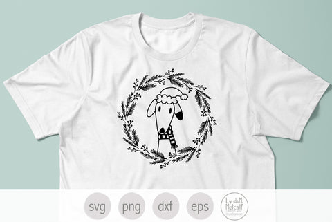 Dog SVG for Christmas, Christmas Wreath SVG, Winter Dog SVG SVG Lynda M Metcalf 