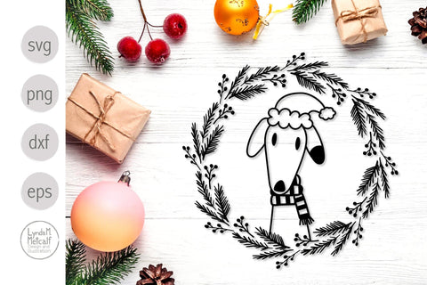 Dog SVG for Christmas, Christmas Wreath SVG, Winter Dog SVG SVG Lynda M Metcalf 