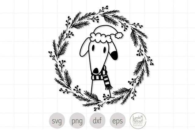 Dog SVG for Christmas, Christmas Wreath SVG, Winter Dog SVG SVG Lynda M Metcalf 