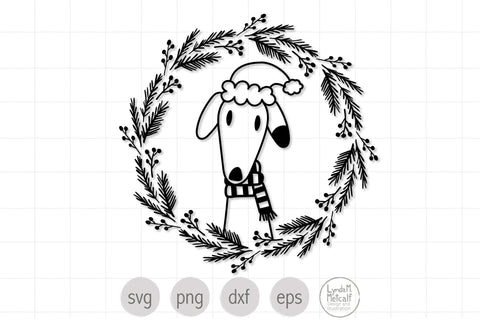 Dog SVG for Christmas, Christmas Wreath SVG, Winter Dog SVG SVG Lynda M Metcalf 