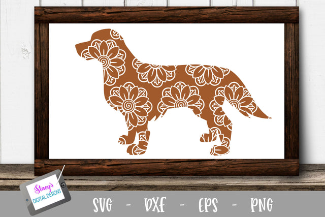 Dog SVG - Labrador with floral mandala pattern SVG Stacy's Digital Designs 