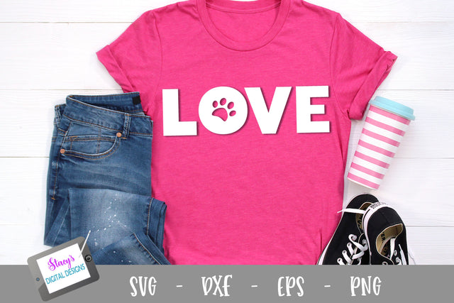 Dog SVG - Love with dog paw SVG Stacy's Digital Designs 