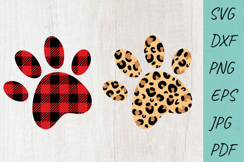 Dog SVG, Paw Print SVG, Leopard print Paw, Buffalo Plaid SVG Irina Ostapenko 