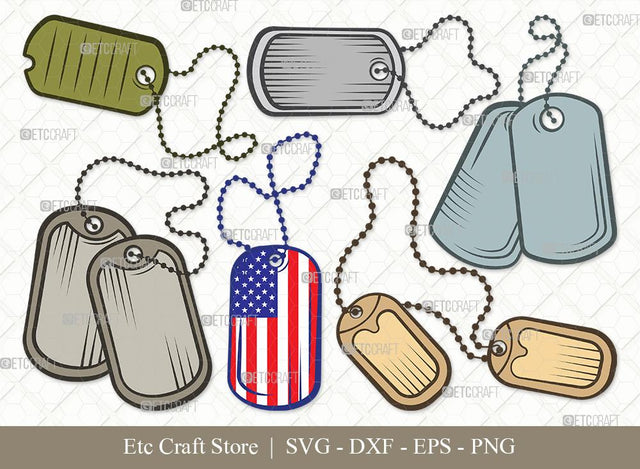 Dog Tags Army Clipart SVG Cut File | Dog Tags Svg | Military Dog Tags Svg | Military Svg | Bundle | Eps | Dxf | Png SVG ETC Craft 