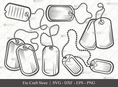 Dog Tags Army Outline SVG Cut File | Dog Tags Svg | Military Dog Tags Svg | Military Svg | Bundle | Eps | Dxf | Png SVG ETC Craft 