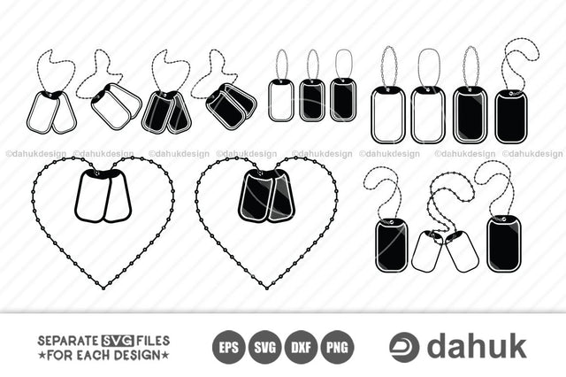 Dog Tags SVG, Military Dog Tags, Cut file, for silhouette, svg, eps, dxf, png, clipart cricut design space, vinyl cut files SVG dahukdesign 