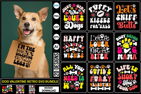 Dog Valentine Retro SVG Bundle SVG SVGs,Quotes and Sayings,Food & Drink,On Sale, Print & Cut SVG DesignPlante 503 