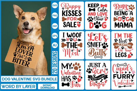Dog Valentine SVG Bundle SVG SVGs,Quotes and Sayings,Food & Drink,On Sale, Print & Cut SVG DesignPlante 503 