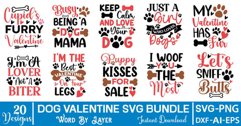 Dog Valentine SVG Bundle SVG SVGs,Quotes and Sayings,Food & Drink,On Sale, Print & Cut SVG DesignPlante 503 