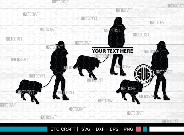 Dog Walker Monogram, Dog Walker Silhouette, Dog Walker SVG, Woman Walking Svg, Dog Svg, Dog Lover Svg, SB00352 SVG ETC Craft 