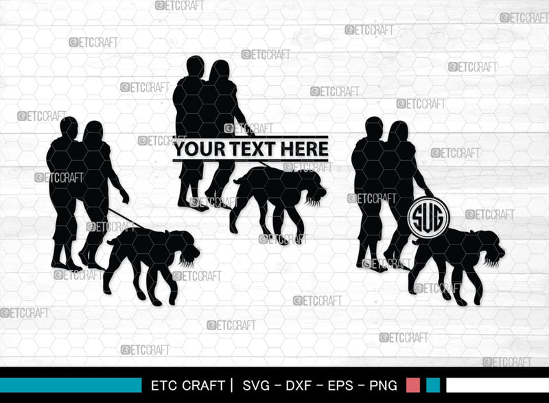 Dog Walker Monogram, Dog Walker Silhouette, Dog Walker SVG, Woman Walking Svg, Dog Svg, Dog Lover Svg, SB00352 SVG ETC Craft 