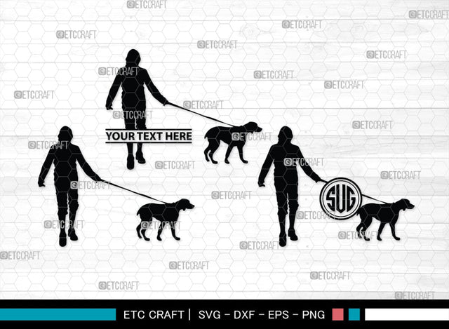 Dog Walker Monogram, Dog Walker Silhouette, Dog Walker SVG, Woman Walking Svg, Dog Svg, Dog Lover Svg, SB00352 SVG ETC Craft 