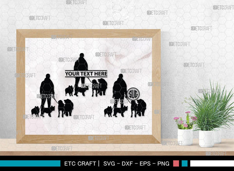 Dog Walker Monogram, Dog Walker Silhouette, Dog Walker SVG, Woman Walking Svg, Dog Svg, Dog Lover Svg, SB00352 SVG ETC Craft 