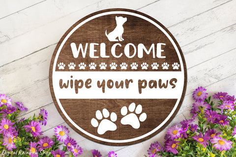 Dog welcome sign svg bundle, dog door signs design SVG Digital Rainbow Shop 