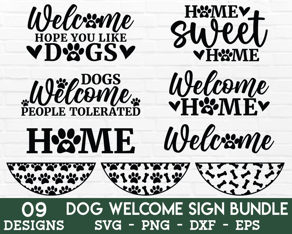 Dog Welcome Sign SVG Bundle - Dog Sign SVG, Welcome SVG, Dog Round Sign ...