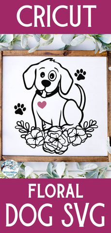 Dog with Flowers SVG SVG Wispy Willow Designs 