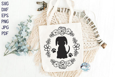 Dog with Flowers SVG SVG Wispy Willow Designs 