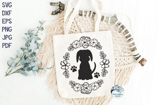 Dog with Flowers SVG SVG Wispy Willow Designs 