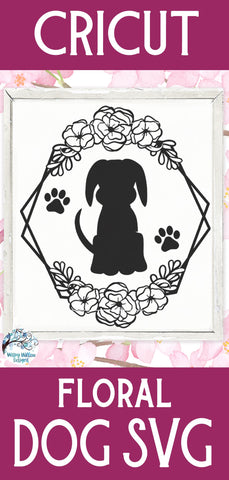 Dog with Flowers SVG SVG Wispy Willow Designs 