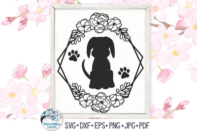 Dog with Flowers SVG SVG Wispy Willow Designs 