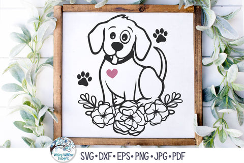 Dog with Flowers SVG SVG Wispy Willow Designs 