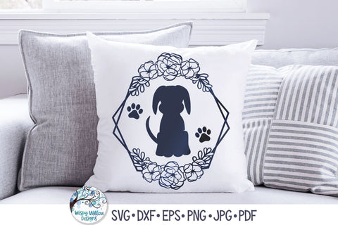 Dog with Flowers SVG SVG Wispy Willow Designs 