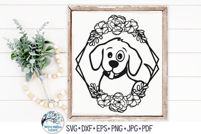 Dog with Flowers SVG SVG Wispy Willow Designs 