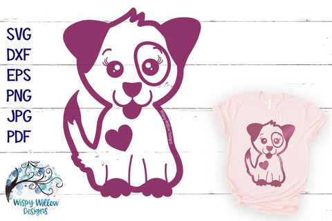 Dog with Heart SVG SVG Wispy Willow Designs 