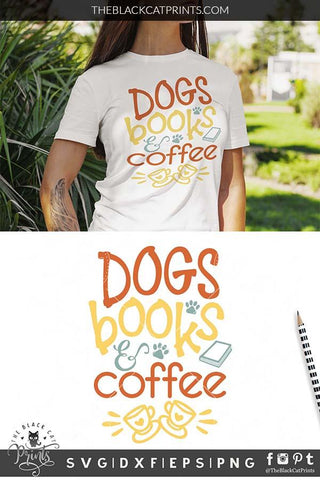 Dogs Books & Coffee cut file SVG TheBlackCatPrints 