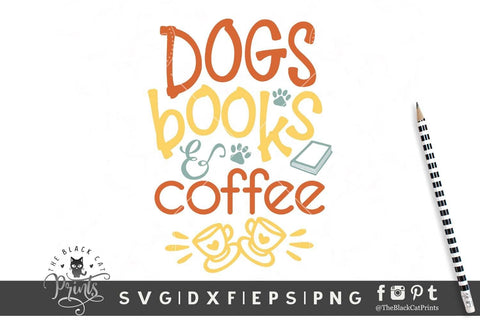 Dogs Books & Coffee cut file SVG TheBlackCatPrints 