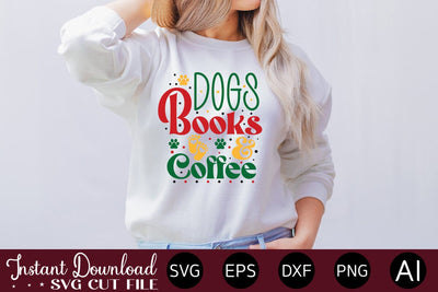 Dogs Books & Coffee Svg SVG designmaster24 