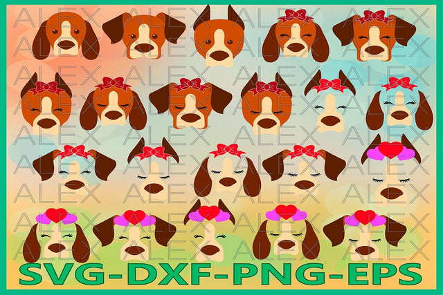 Dogs Face Svg, Animals with a bow SVG AlexSVGStudio 