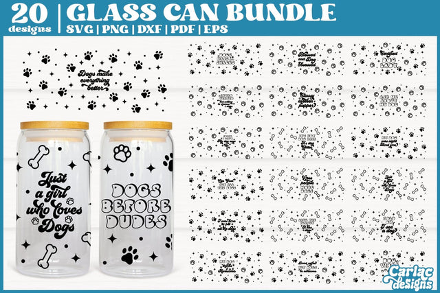Dogs Glass Can Wrap SVG Bundle | Pet Lover Glass Can | Vol 1 SVG Carla C Designs 