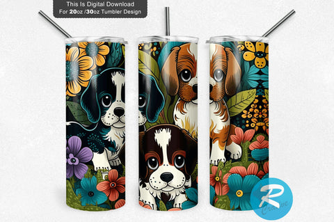 Dogs Little Puppies kids 20 oz / 30 oz Tumbler PNG Sublimation Regulrcrative 