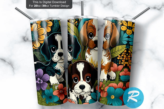 Dogs Little Puppies kids 20 oz / 30 oz Tumbler PNG Sublimation Regulrcrative 