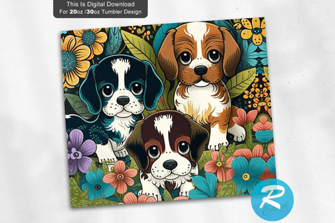 Dogs Little Puppies kids 20 oz / 30 oz Tumbler PNG Sublimation Regulrcrative 