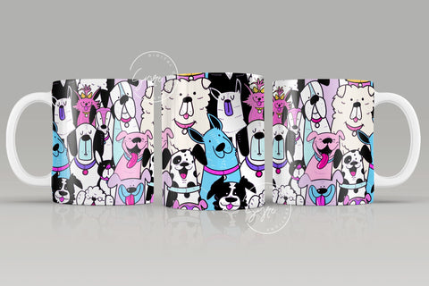 Dogs Mug Design, Cute Dogs Sublimation Wrap, Dog Mug Wrap, Gift for Dog Lover, 11 & 15 Oz Mug Cricut Press Sublimation Wrap Sublimation Syre Digital Creations 