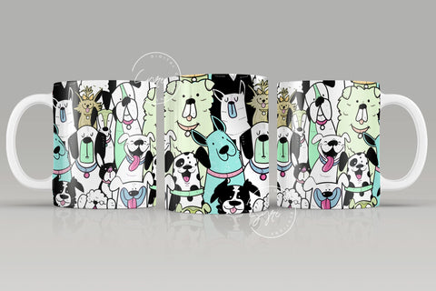 Dogs Mug Design, Cute Dogs Sublimation Wrap, Dog Mug Wrap, Gift for Dog Lover, 11 & 15 Oz Mug Cricut Press Sublimation Wrap Sublimation Syre Digital Creations 